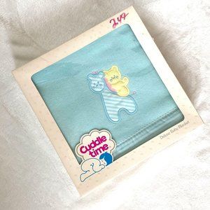 VTG Cuddle Time blue‎ baby crib blanket acrylic